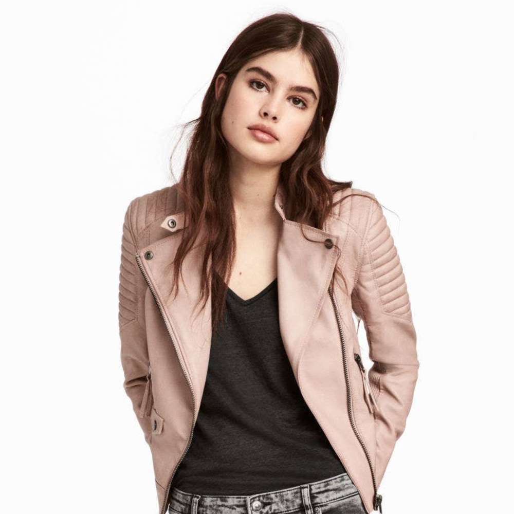 H&M Blush Faux Leather Biker Jacket